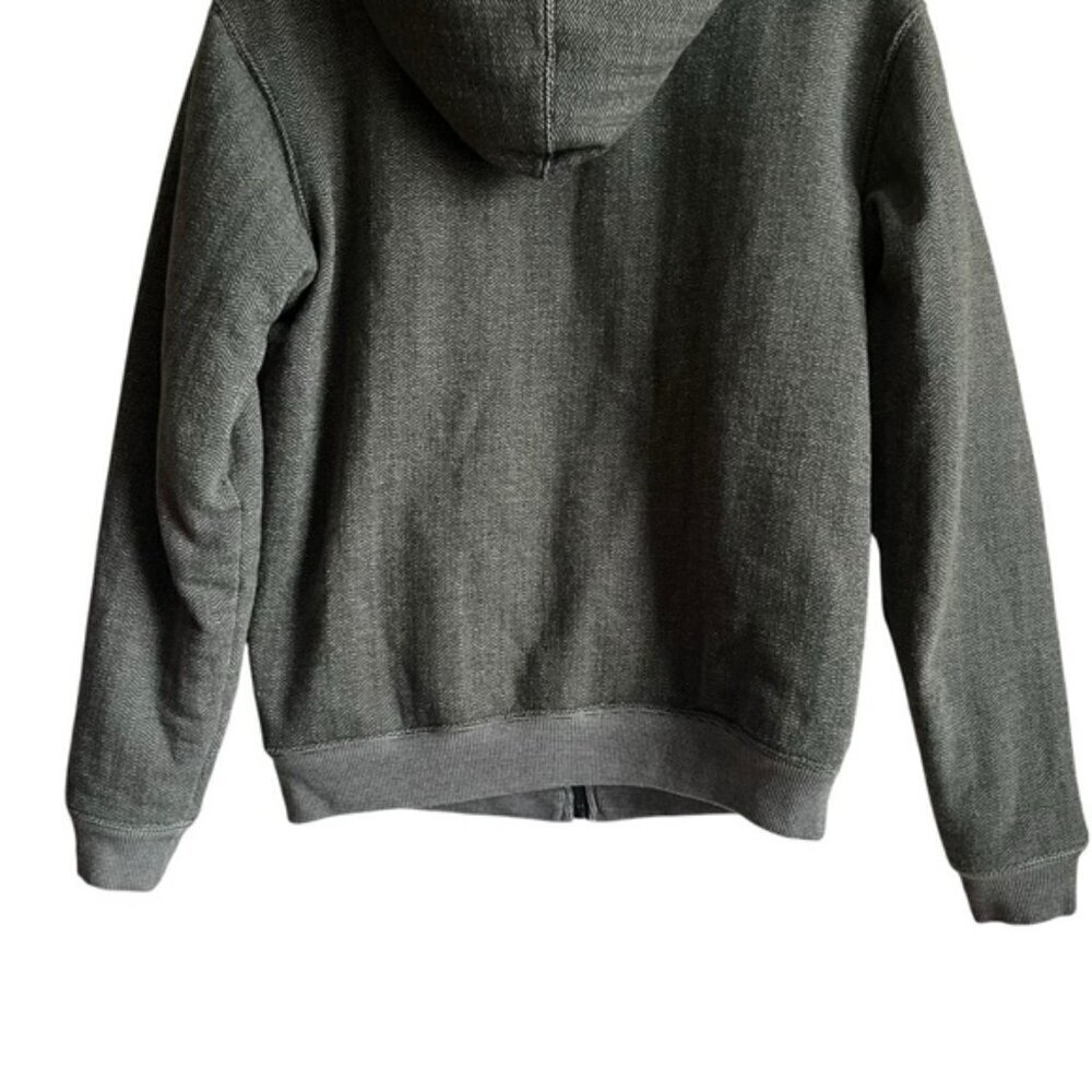 Adidas Sherpa Lined Zip Up Hooded Jacket Medium Green Chevron - Picture 8 of 15